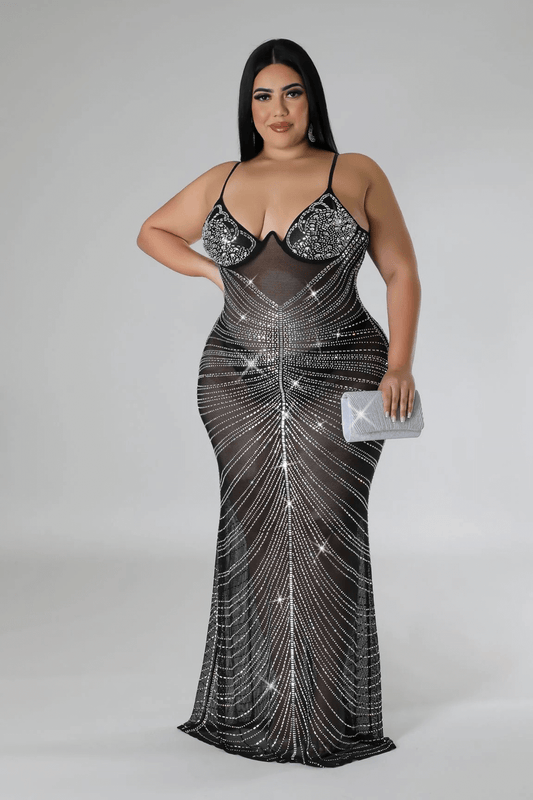 Center of Attention Rhinestone Gown Alyssa Monroe Boutique LLC