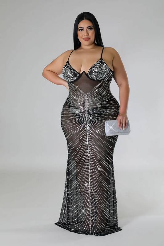 Center of Attention Rhinestone Gown