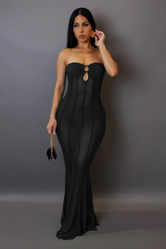 Its a Mirage Maxi Sheer Black Dress